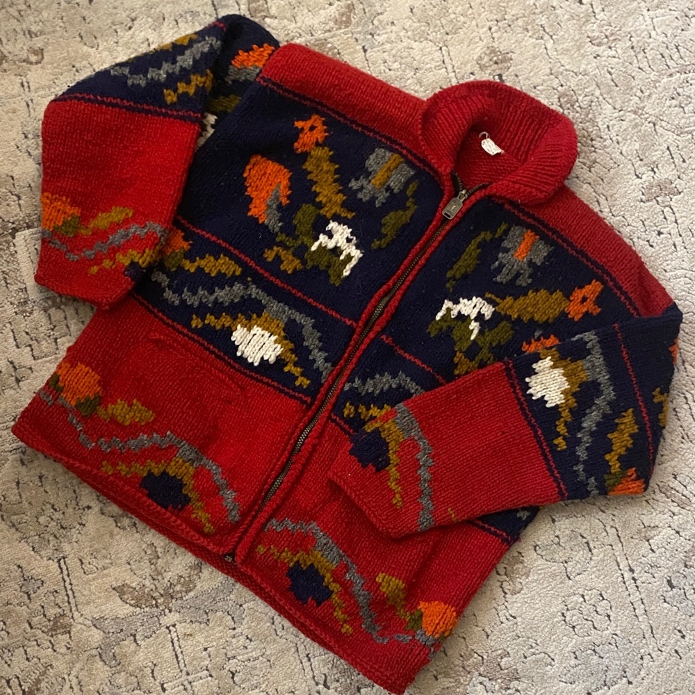 Colorful Knit Zip-Up Sweater